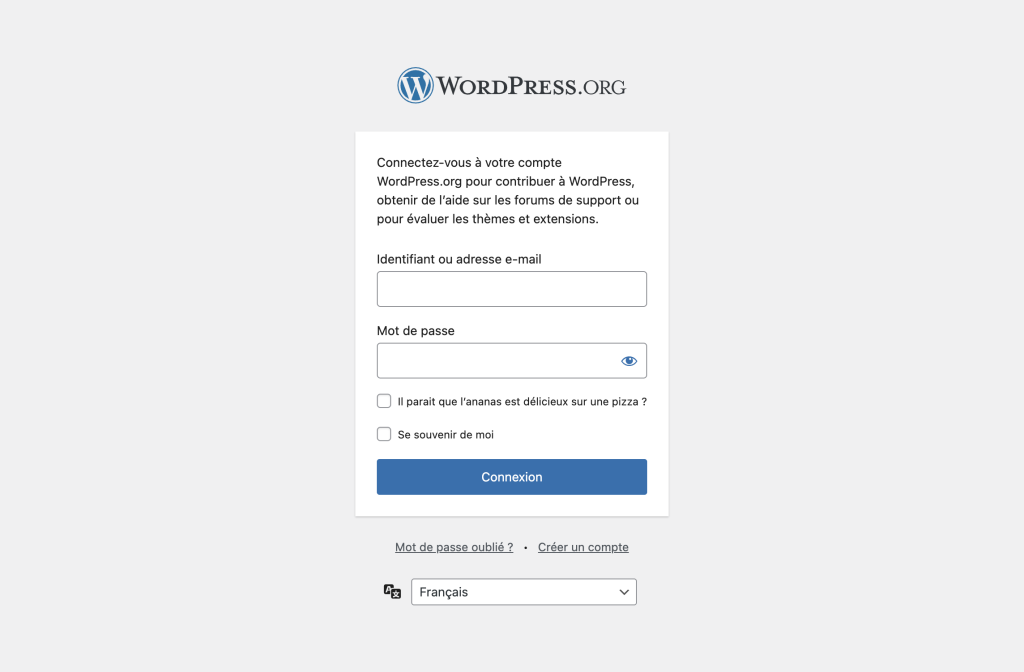Se connecter Ă WordPress.org